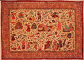 Kalamkari Rumal, Cotton; plain weave, mordant painted and dyed, resist dyed